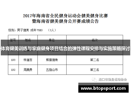 体育健美训练与家庭健身项目结合的弹性课程安排与实施策略探讨
